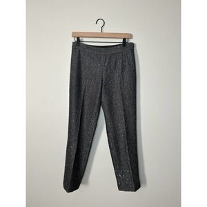Talbots Wool Blend Trousers Sequins SZ 2P Black Gray Tweed Lined Sparkle Pants